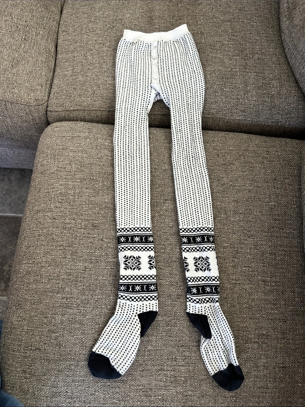 Hanna Andersson Kids Scandinavian Fair Isle Sweater Knit Tights Size 8-10